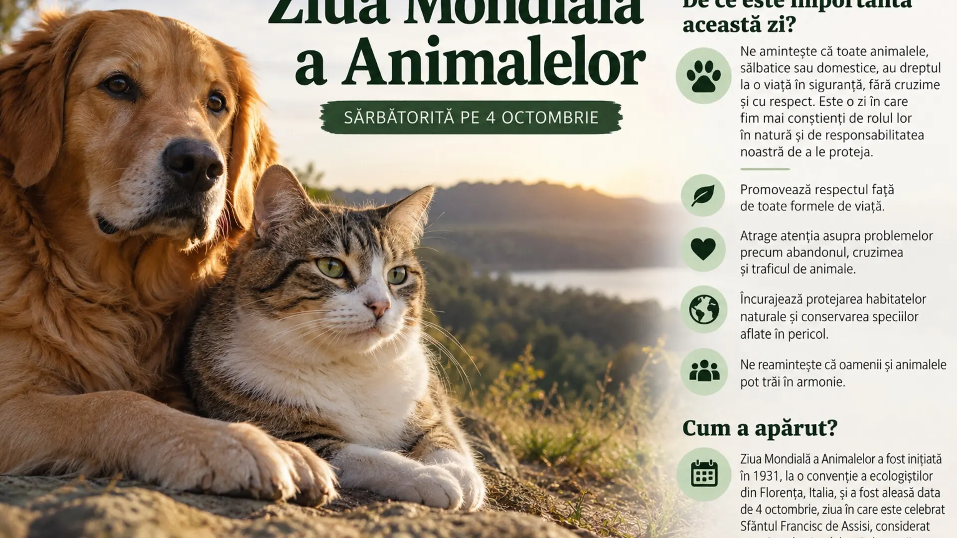 Ziua Mondială a Animalelor, sărbătorită pe 4 octombrie. De ce este importantă această zi și cum a apărut